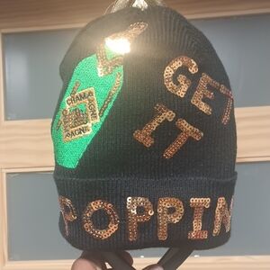 Black and Gold Sequin Beanie